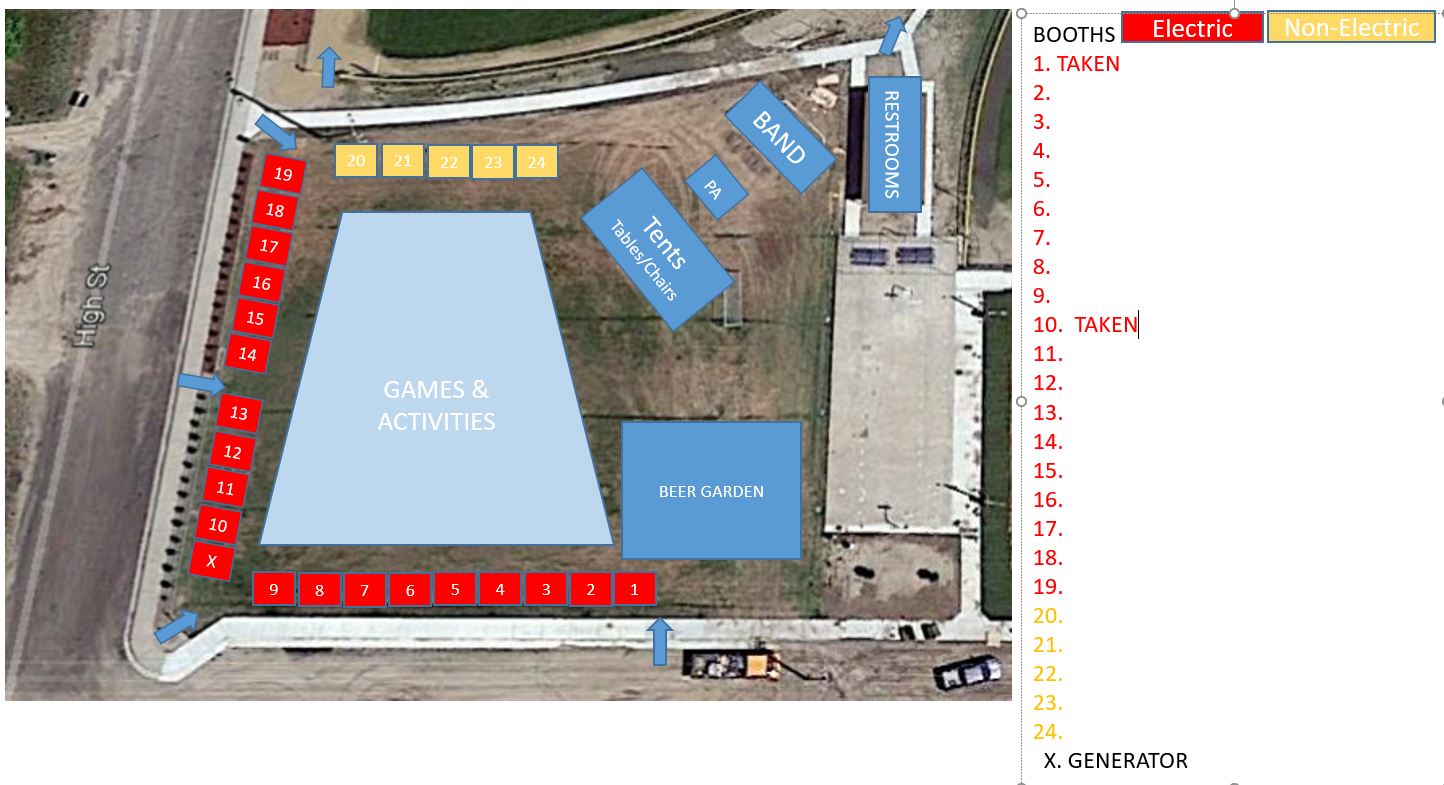 4th of July Booth Designations