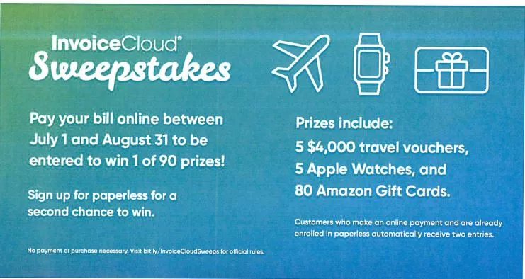 INVOICE CLOUD SWEEPSTAKES INFORMATION